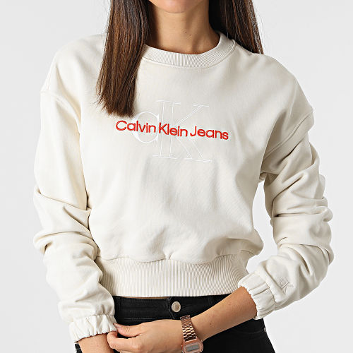 Sweat Crewneck Femme Crop 8165 Beige