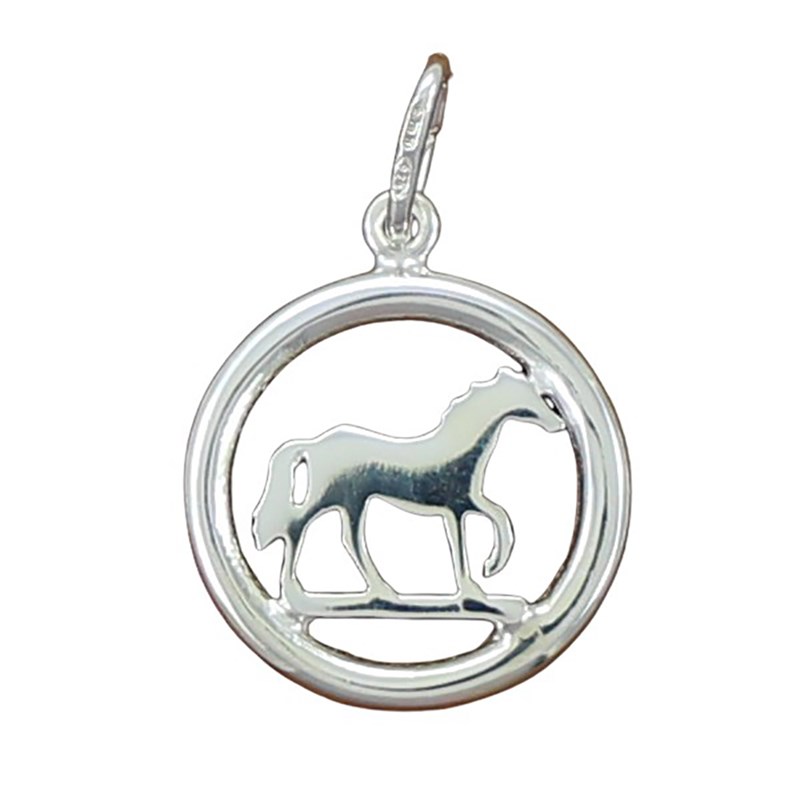 Pendentif cheval au pas tendance - Argent massif 925