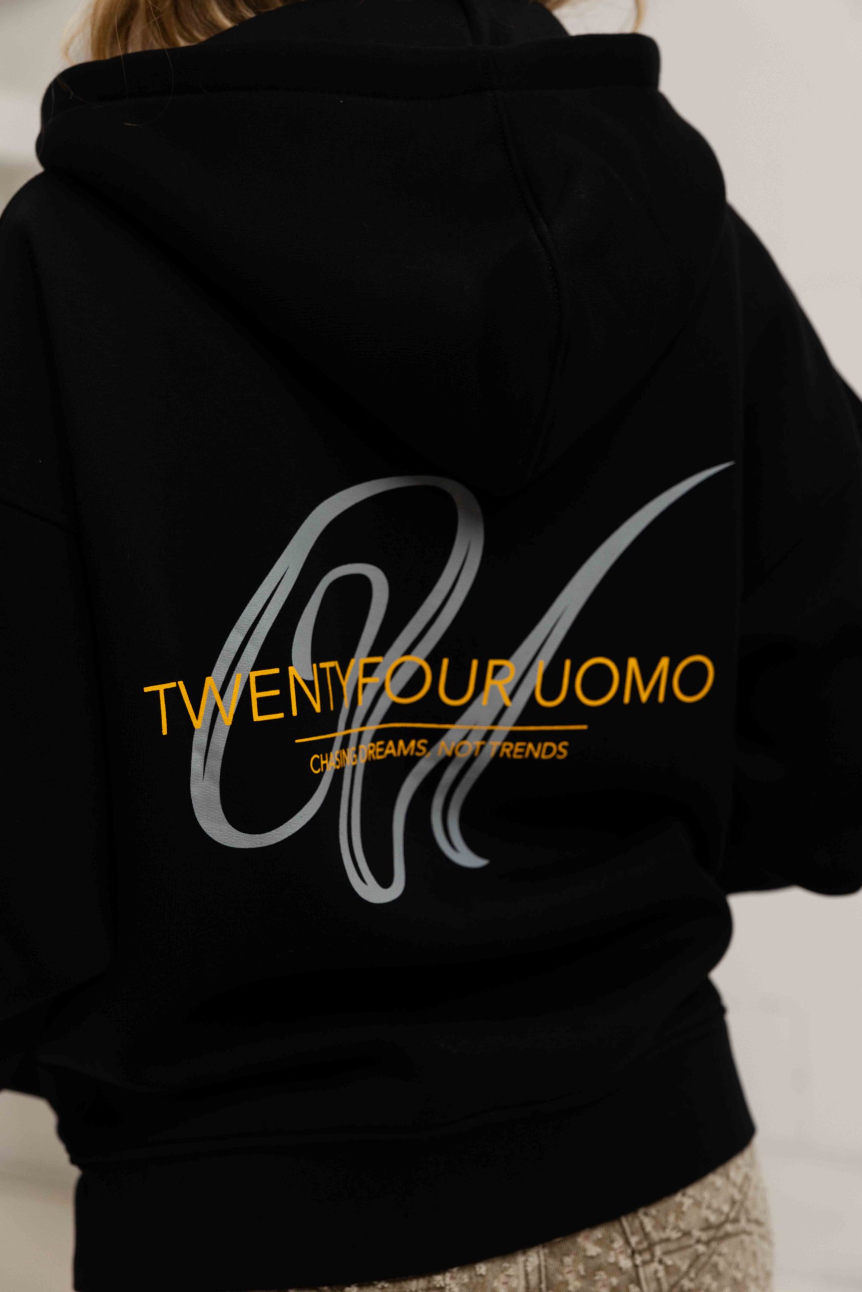 24 Uomo Initial Zip Hoodie Dames Black