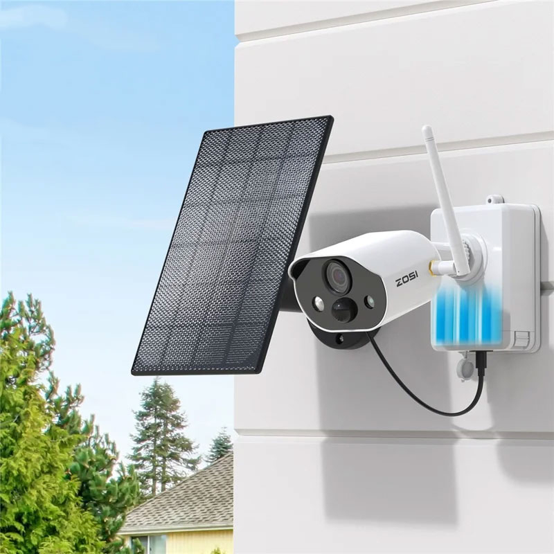 (3MP) WiFi Outdoor Sicherheitskamera 2K FHD mit Nachtsichtfunktion / Zwei-Wege-Audio / PIR Bewegungserkennung   64GB MicroSD (IP66) - Weiss