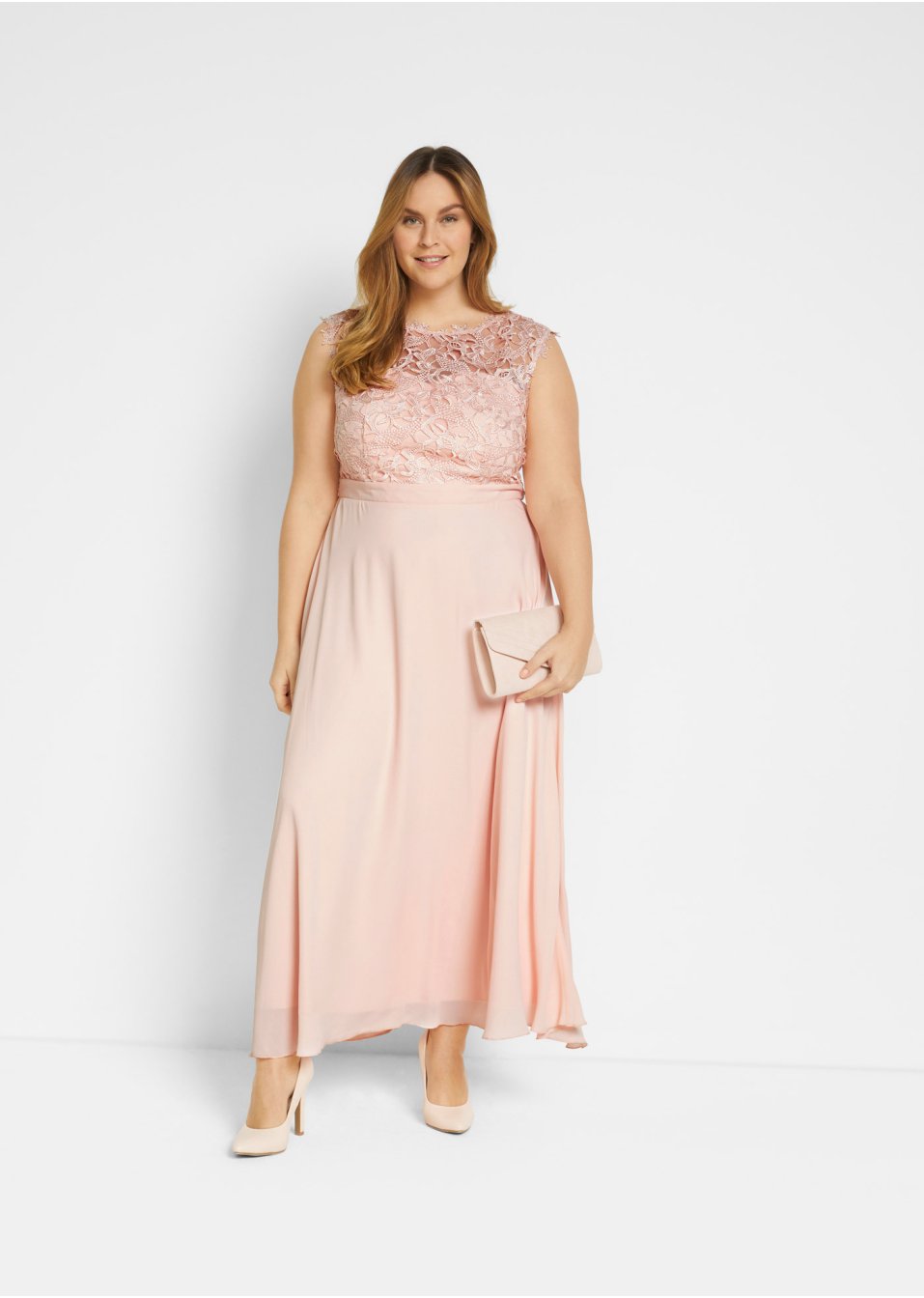 Robe longue de soirée à dentelle