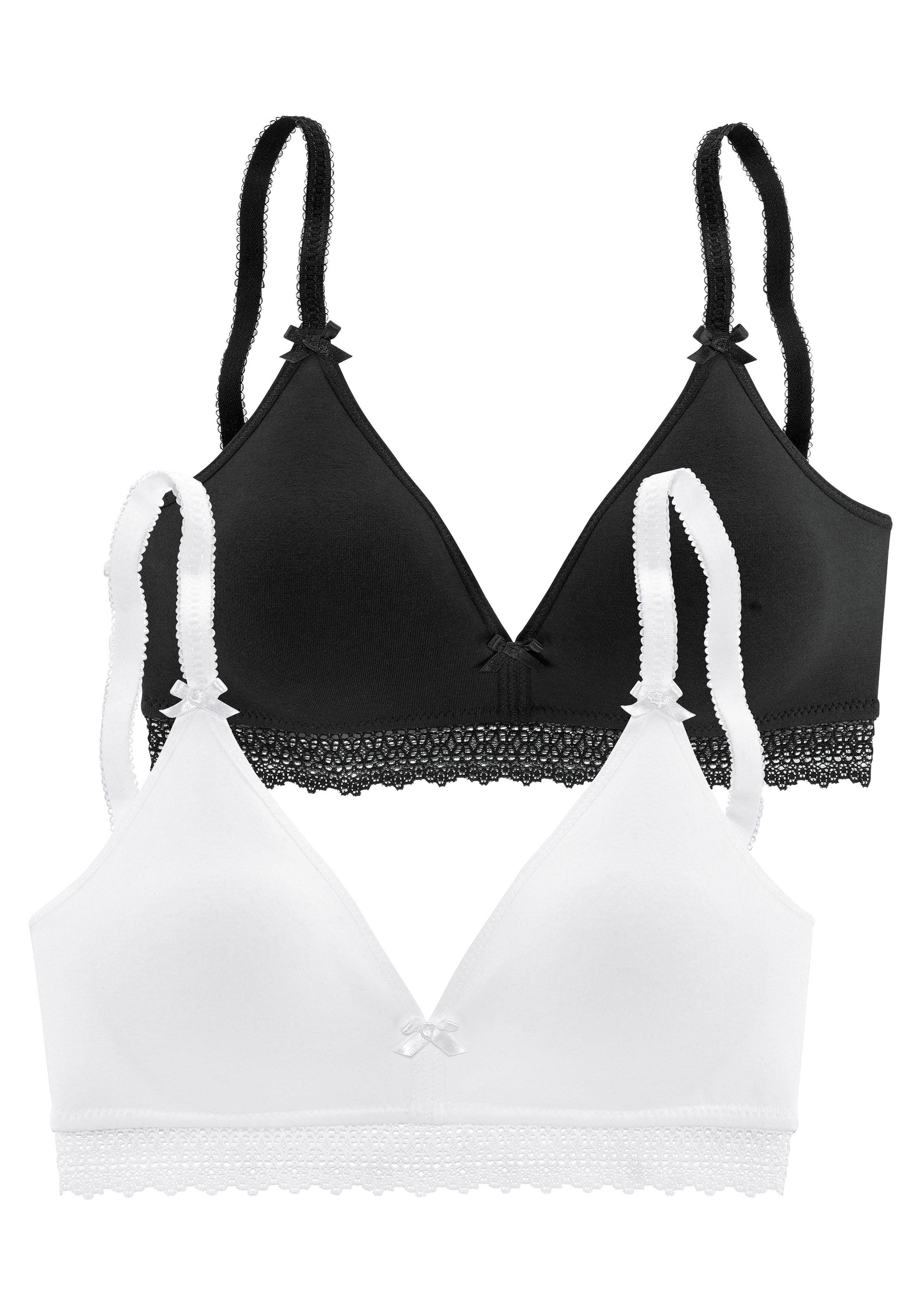 petite fleur Bralette-BH, 2 Stücker Packung, ohne Bügel mit Spitzenband, aus weicher Baumwolle, Basic Dessous