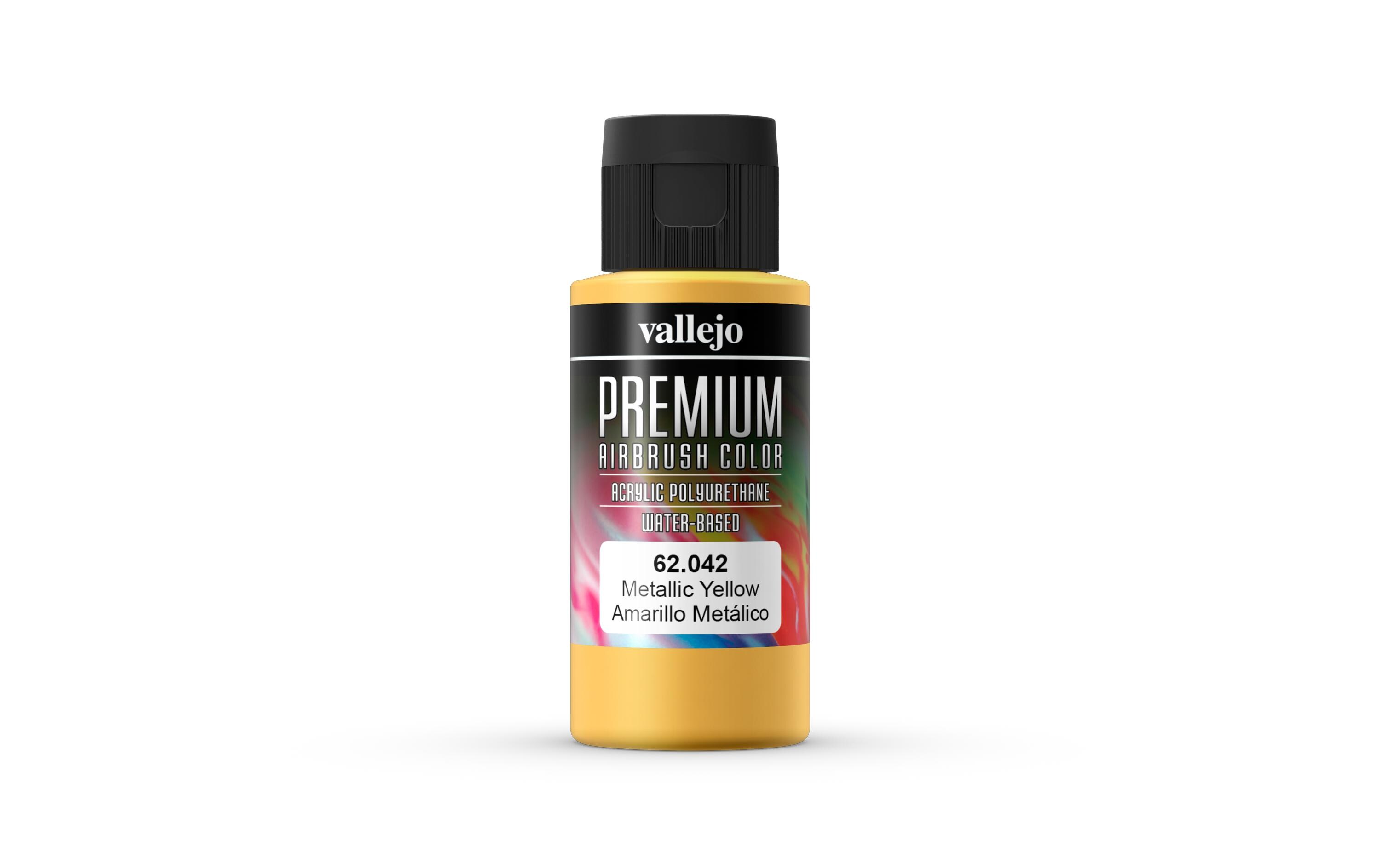 Airbrushfarbe Premium, Metallic, Gelb, 60 mlPremium Airbrush Farbe zum Lackieren von Lexan, Polycarbonat, Glasfaser, Metall und Polyethylene