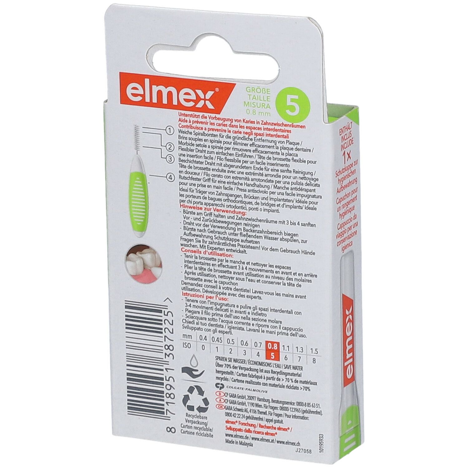 elmex Interdentalbürsten grün, Größe 5, 0,8 mm