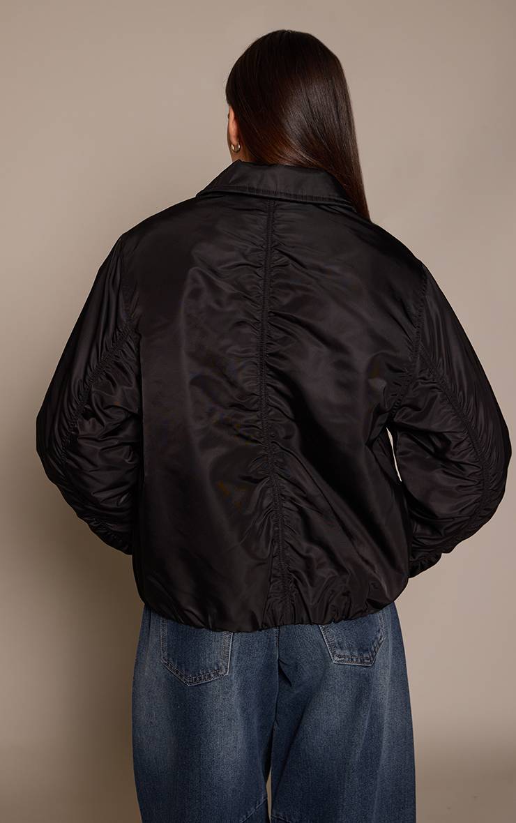 Noir Veste Bomber Oversize À Manches Cocon