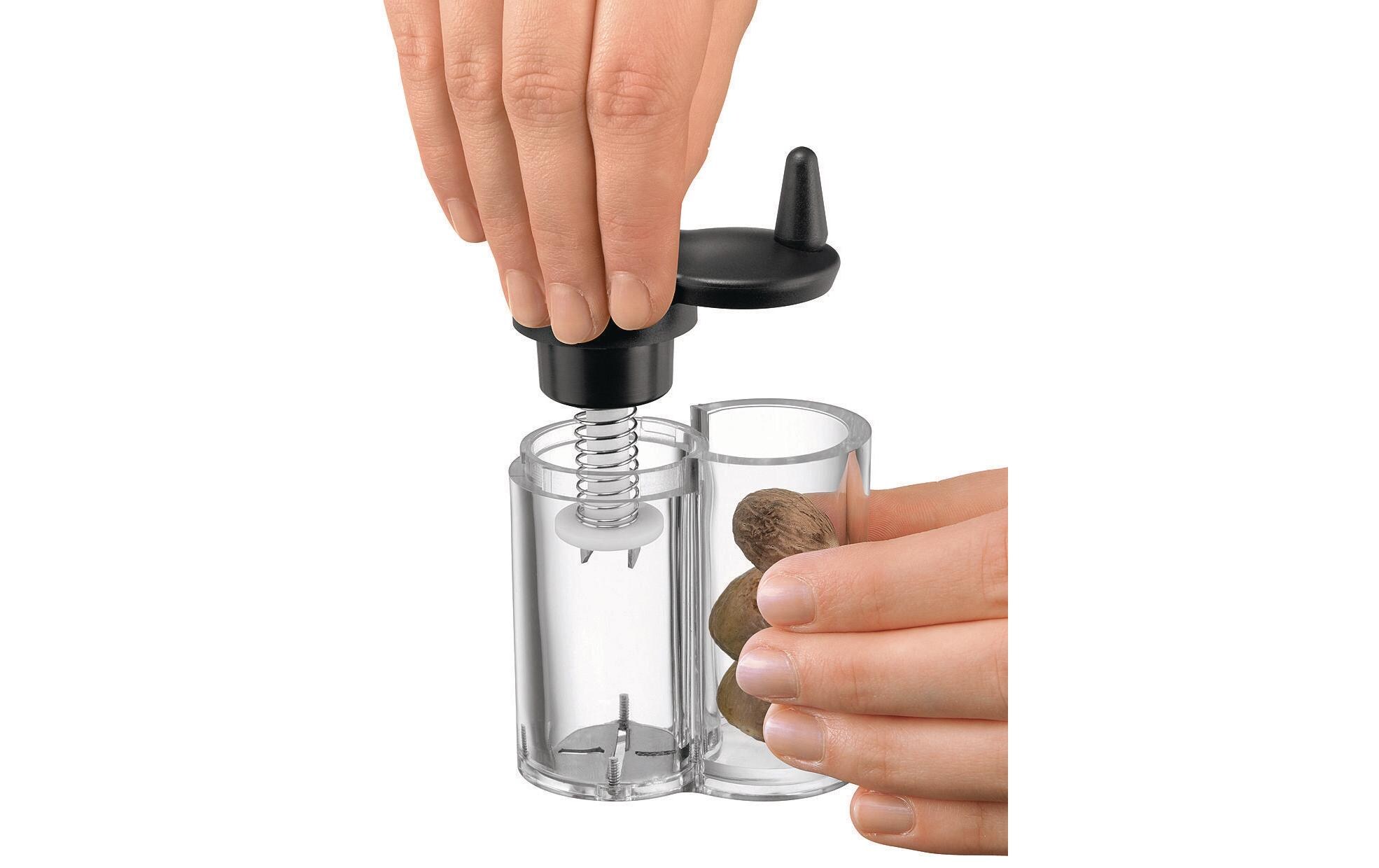 Muskatmühle Mulino 10 cm, TransparentMit hochwertiger Edelstahlreibfläche