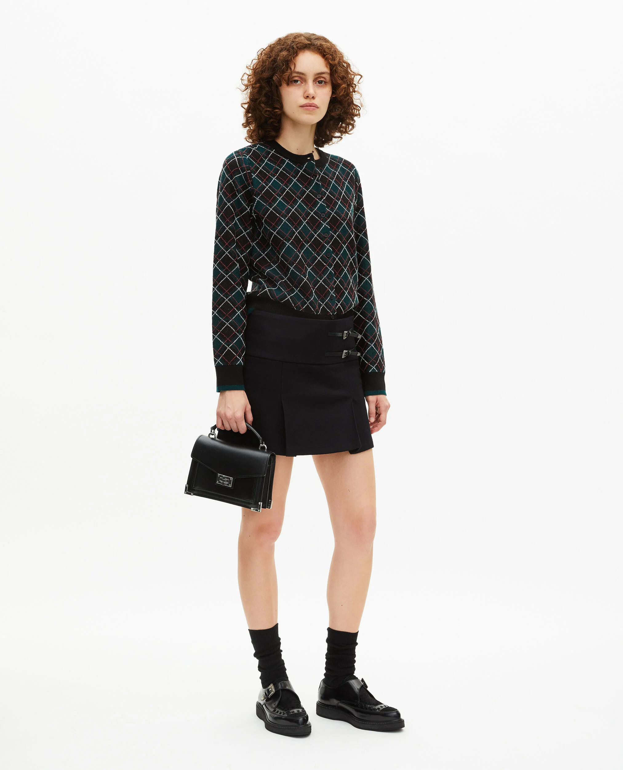 Cardigan à carreaux noir