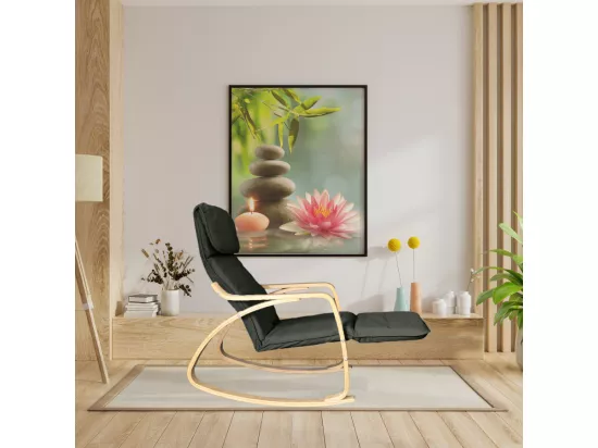 Fauteuil relax à bascule avec repose-pieds réglable mod. ZEN NOIR NATUREL par Yelloo