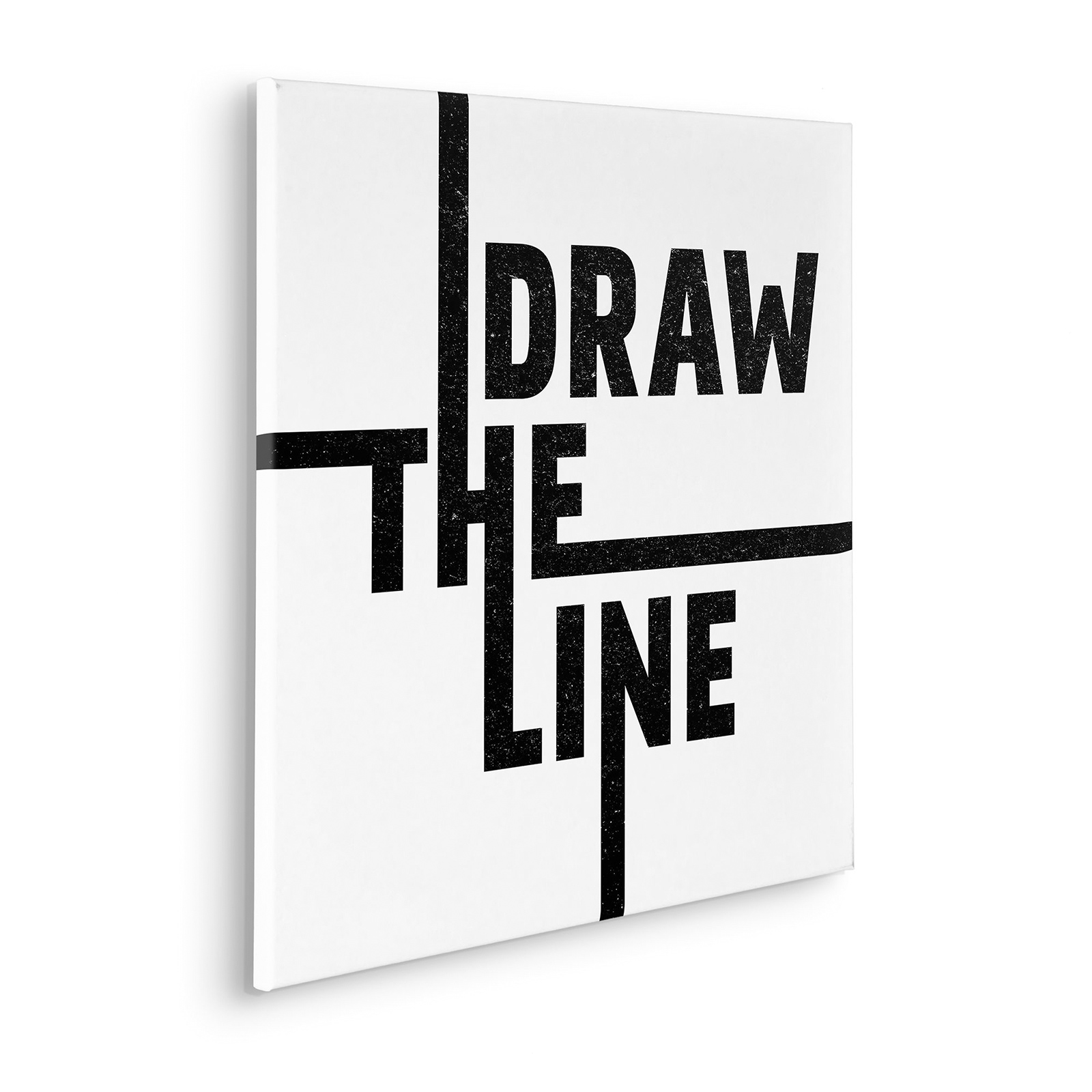 Keilrahmenbild TYPO DRAW THE LINE - schwarz-weiß - 60x60 cm