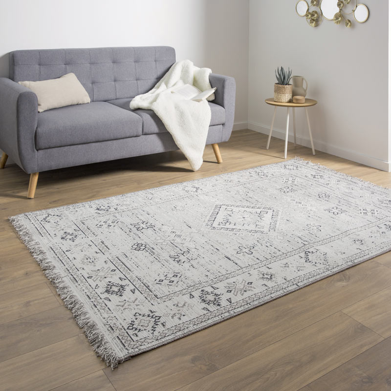 Tapis 'Vintage Médaillon' gris