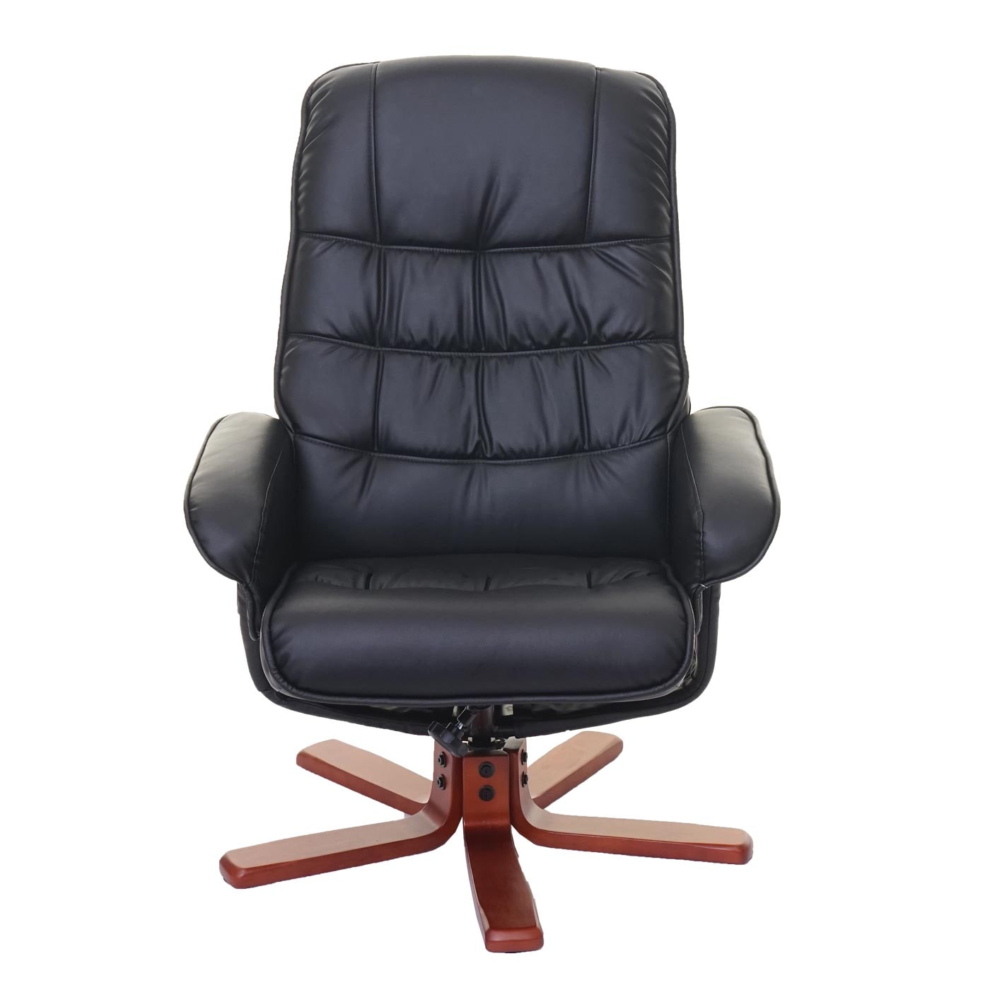 Relaxsessel MCW-E30, Fernsehsessel Liegesessel TV-Sessel mit Hocker ~ Kunstleder schwarz