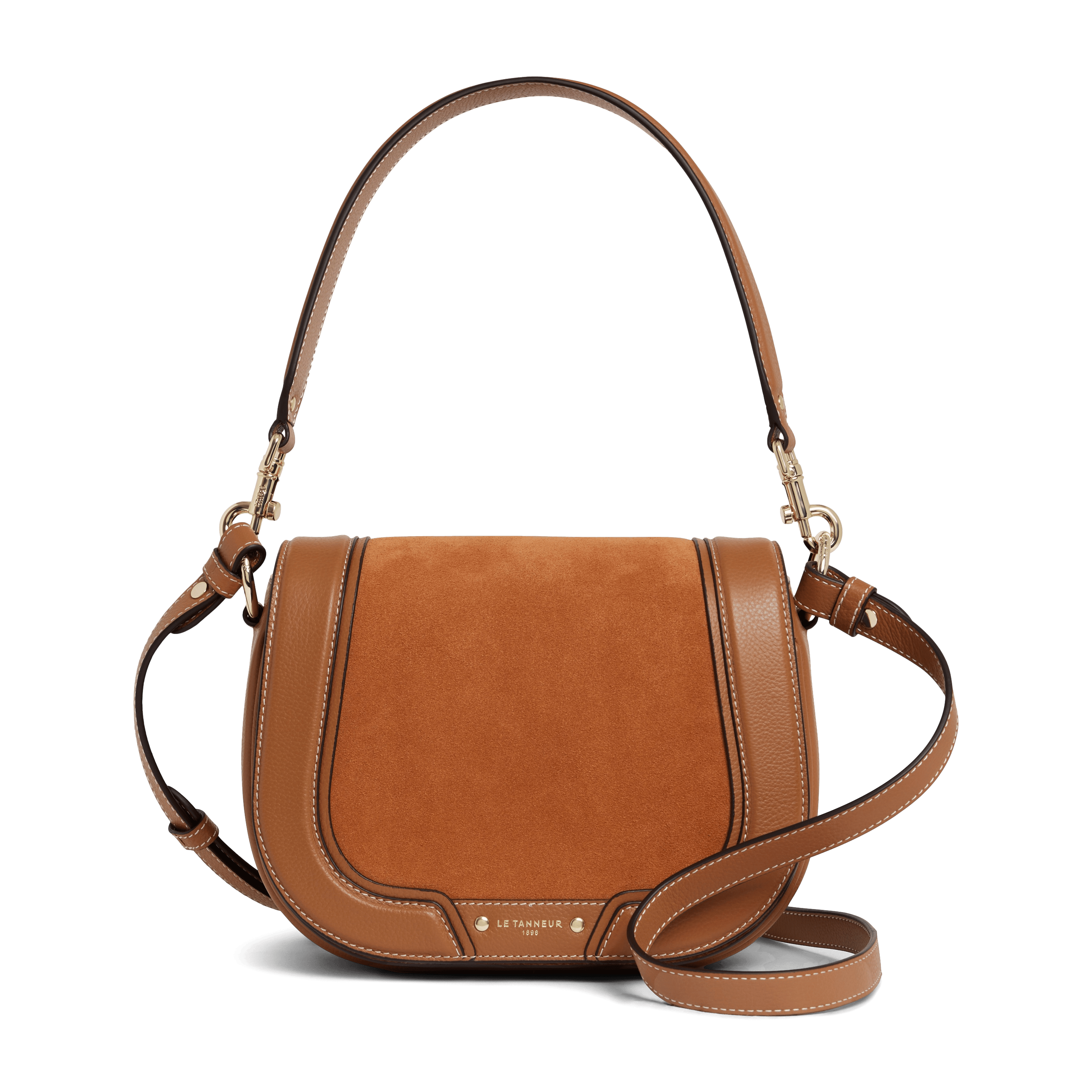 ELLA - Besace moyen en cuir velours | Marron