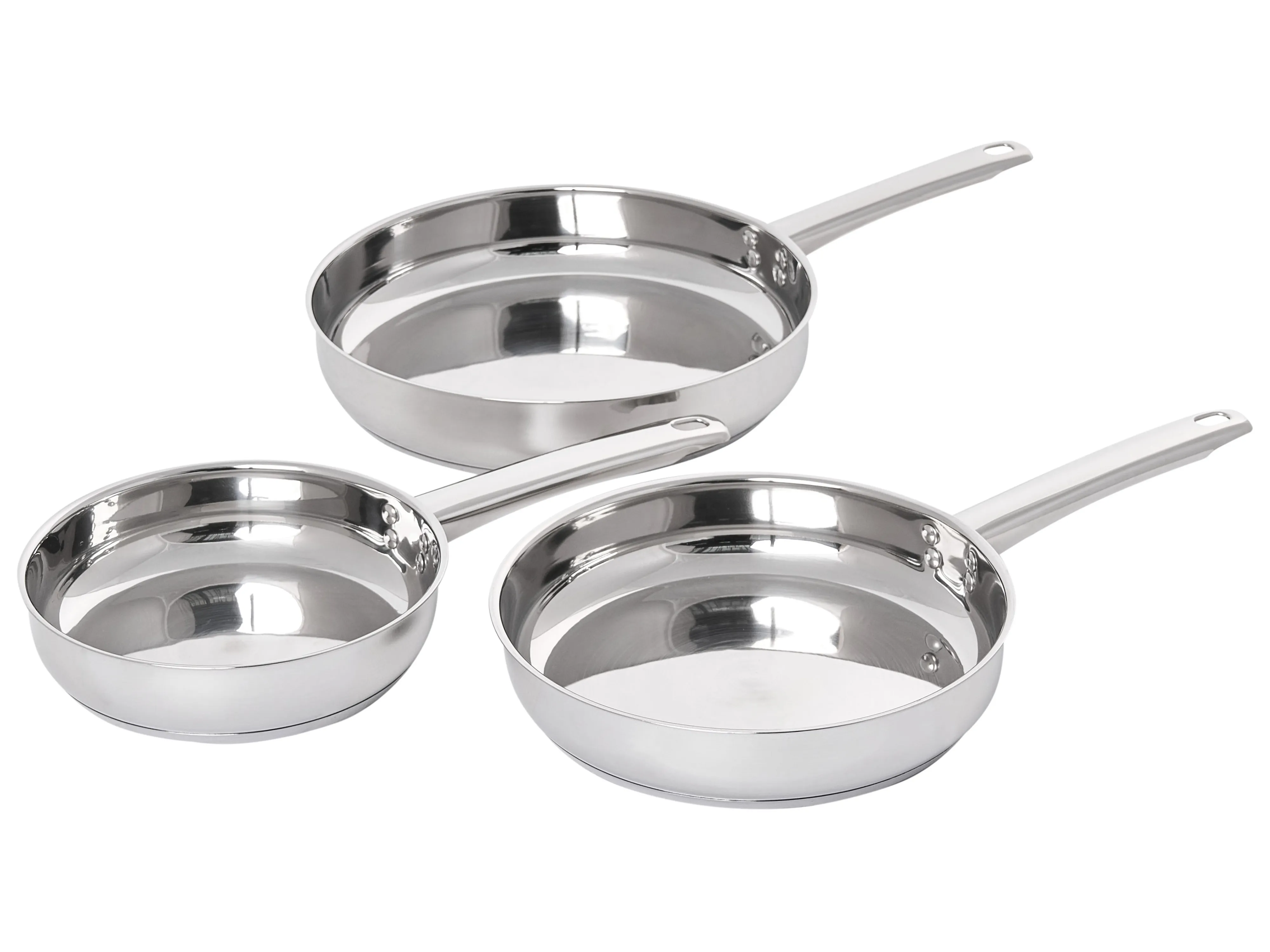 Set van 3 koekenpannen PRIMECOOK Roestvrij staal Zilver