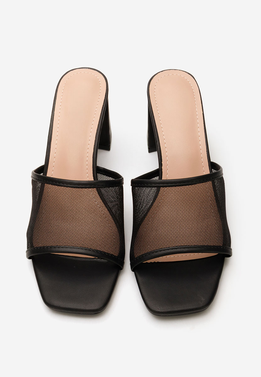 Mules à talon épais noirs Calysta