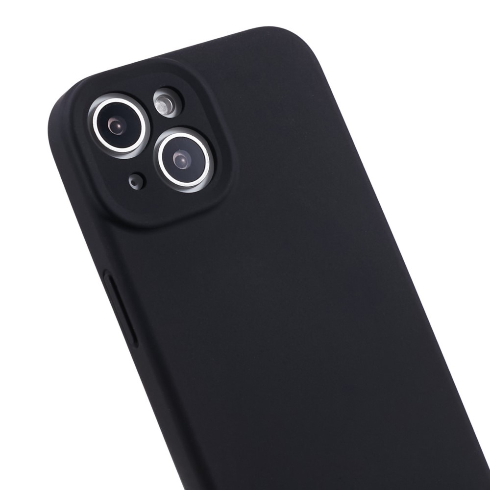 iPhone 15 Silikon Case Hülle mit Kameraschutz - Schwarz