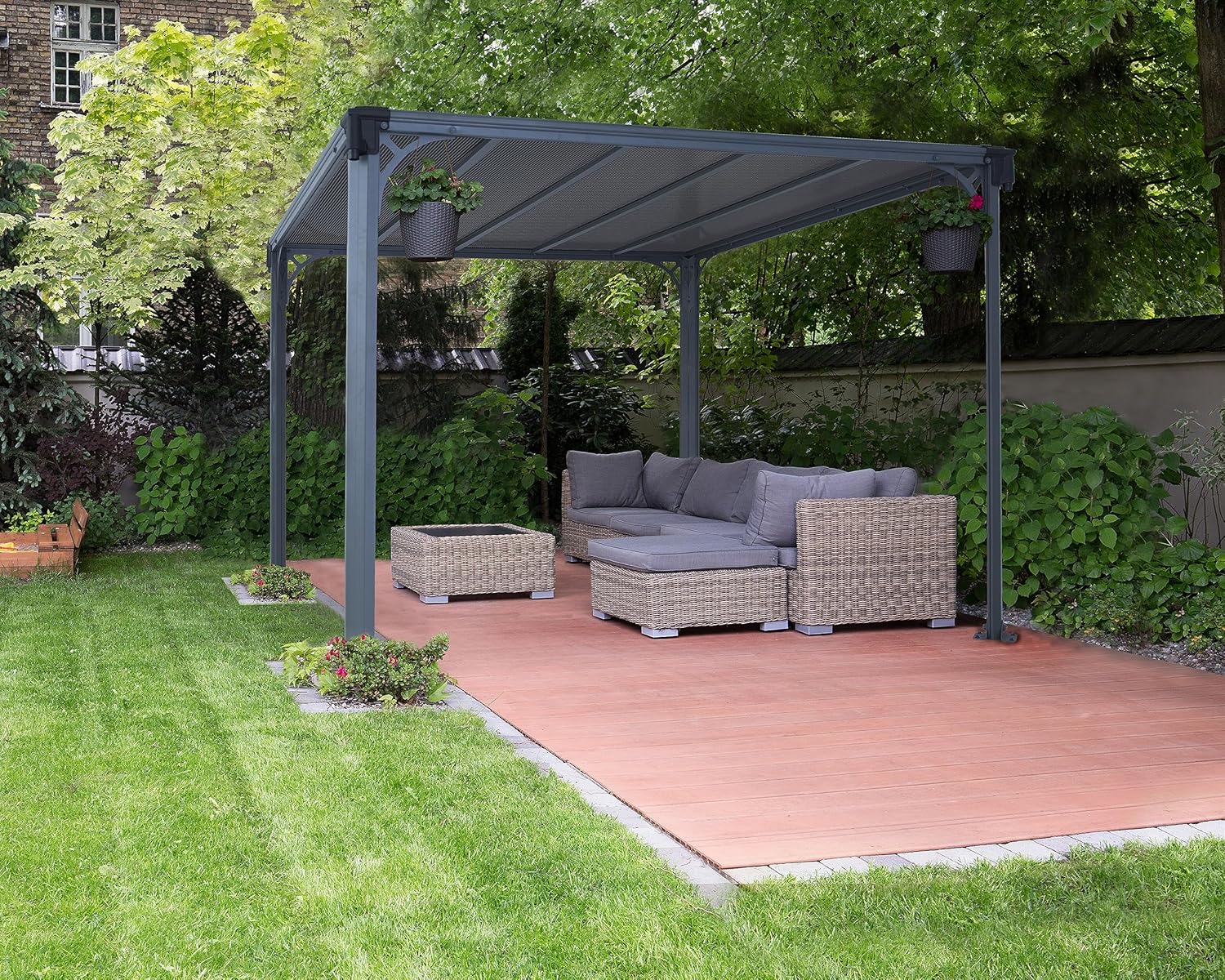 Palram Canopia Milano 3000 Gartenpavillon: Höchst Widerstandsfähiger Und Flacher Hardtop Pavillon Robuste Aluminiumkonstruktion Mit Dach Aus Polycarbonat. Ideal Als Freistehende Überdachung.