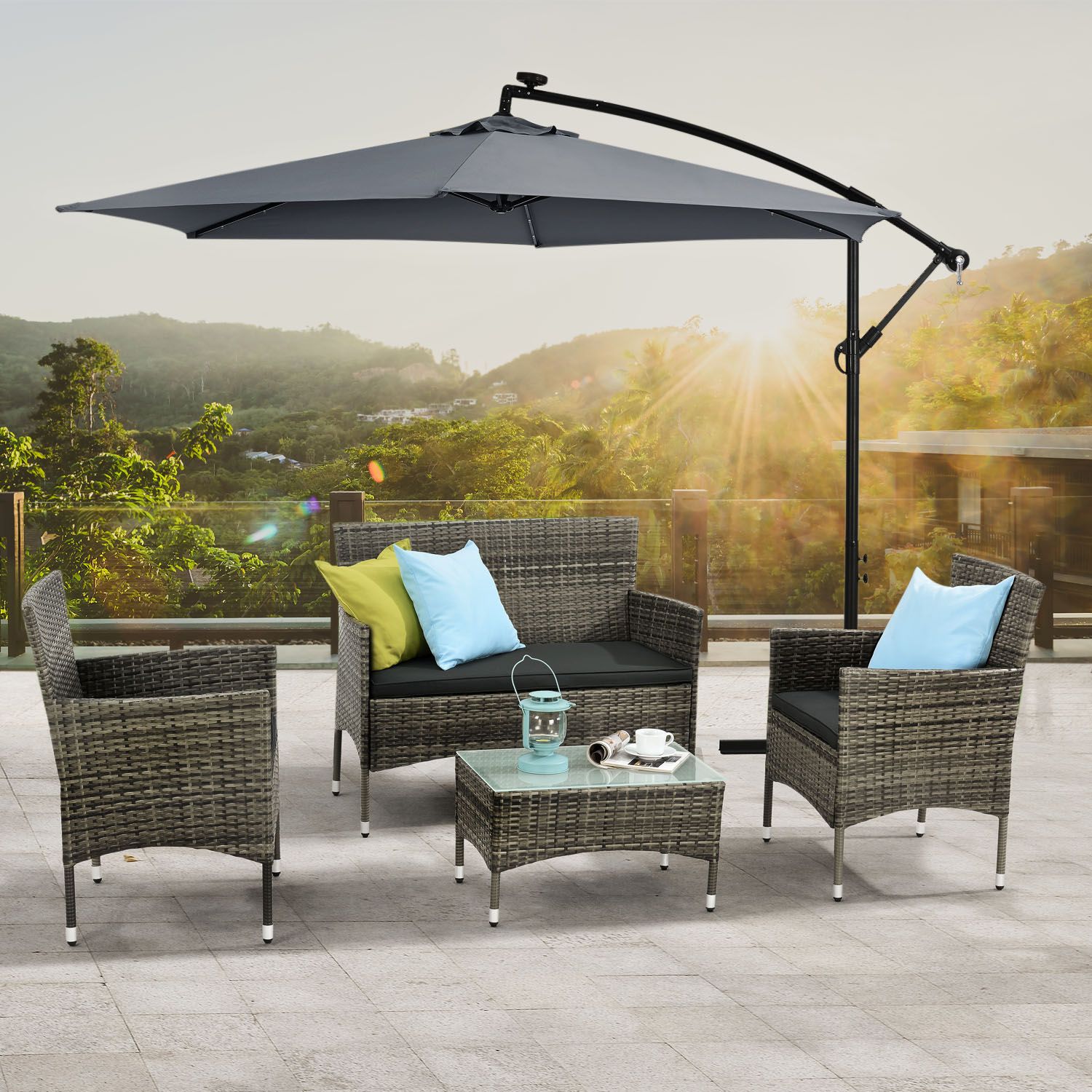 Fort Myers polyrotan grijze loungeset