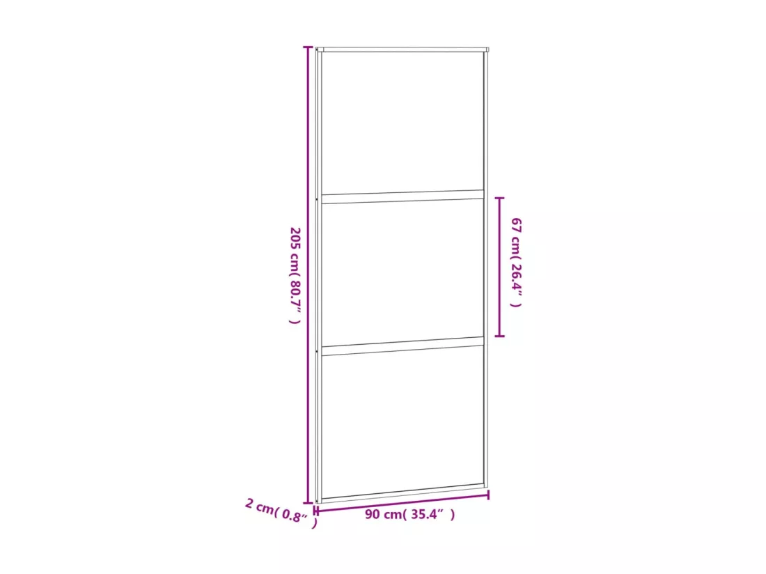 Porte coulissante noir 90x205 cm verre trempé aluminium