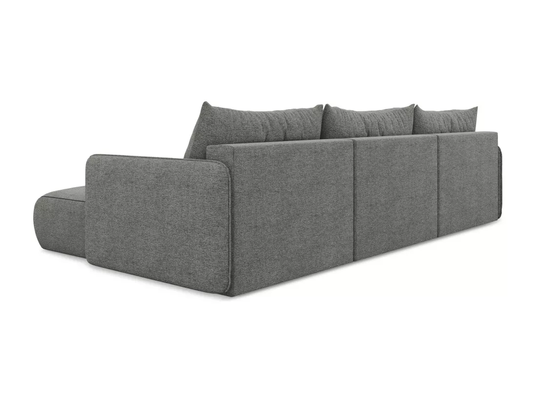 Canapé d'angle panoramique convertible en tissu chenille - éléphant - NANEA