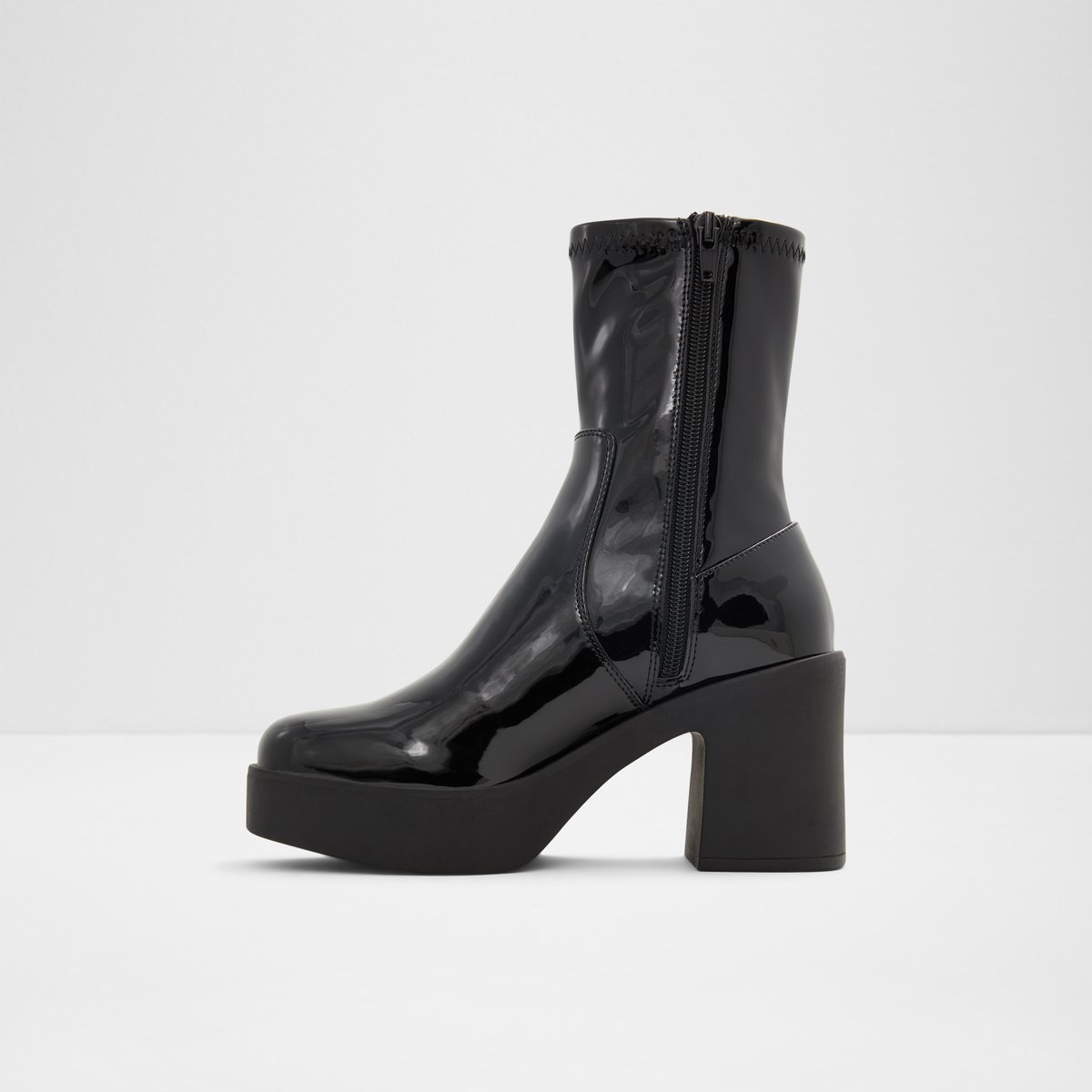 Upstep Black Synthetic Patent Women Ankle boots