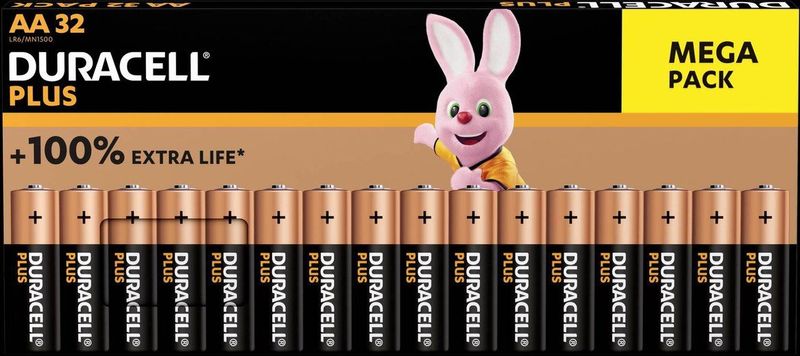 Duracell - Plus AA - Alkaline Batterijen - 32 Stuk - 1.5 V