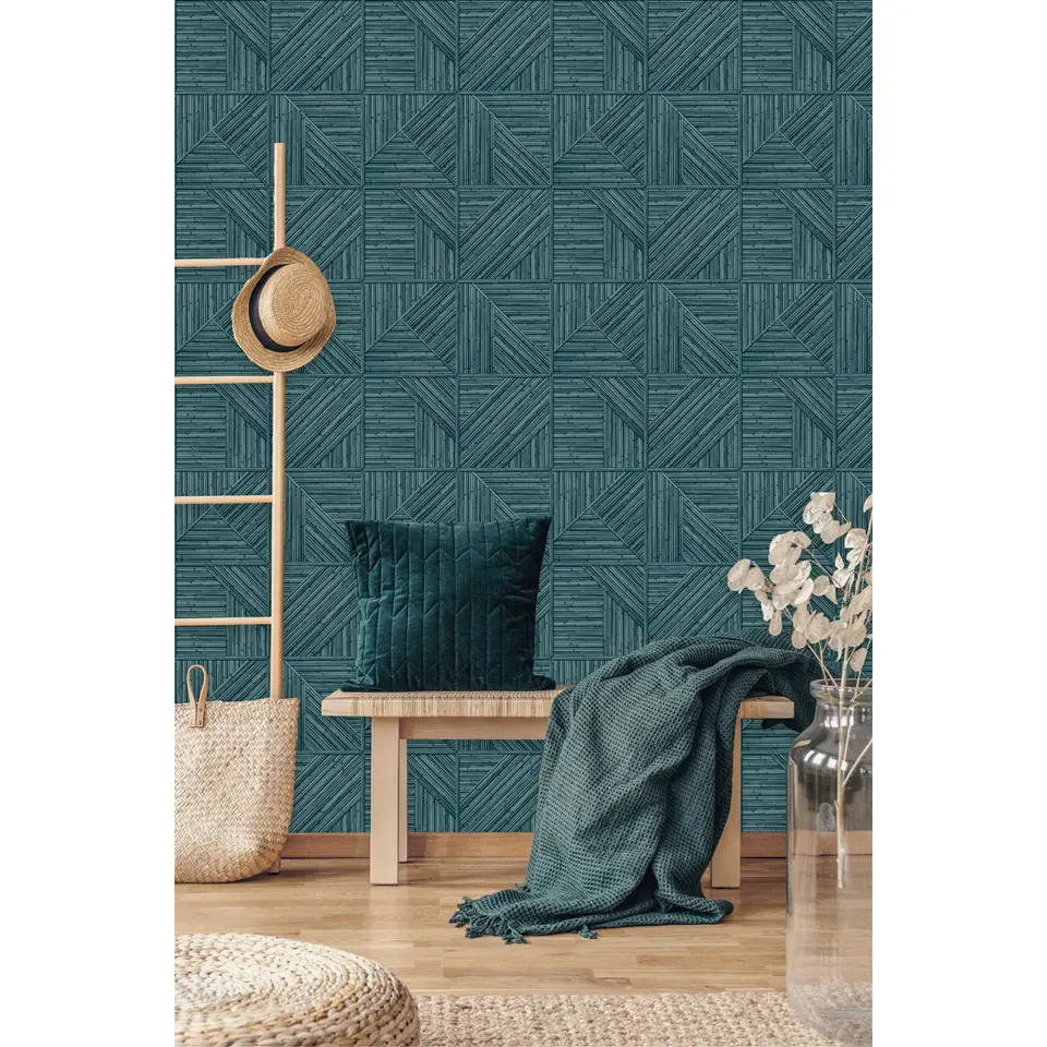 Dutch Wallcoverings - Jungle Fever Paglia blauw - 0,53x10,05m
