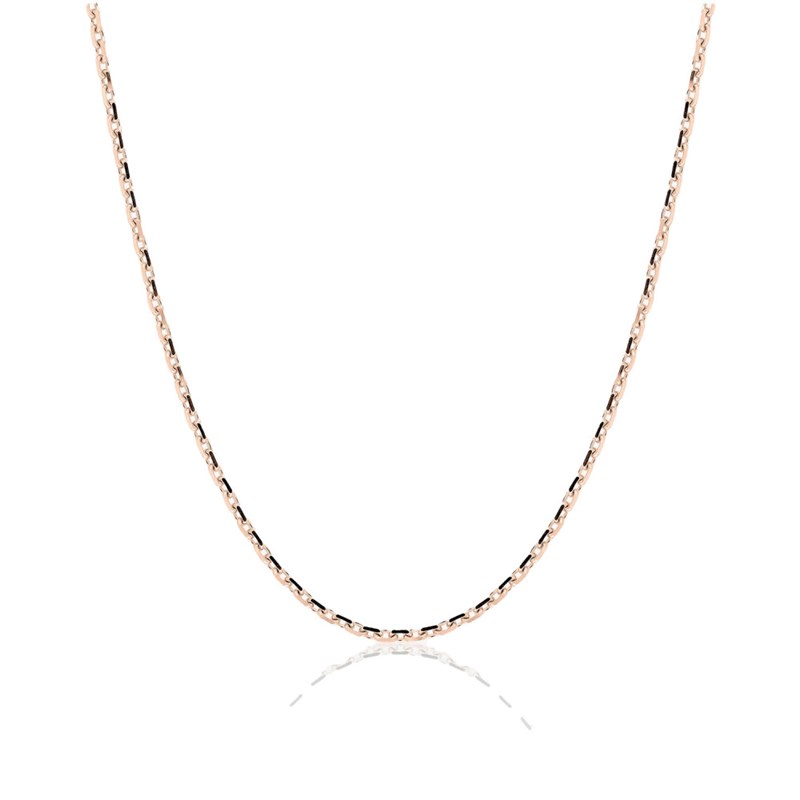 Chaîne femme 40 cm - Maille Forçat diamanté - Or rose 18 Carats - Largeur 1.45 mm