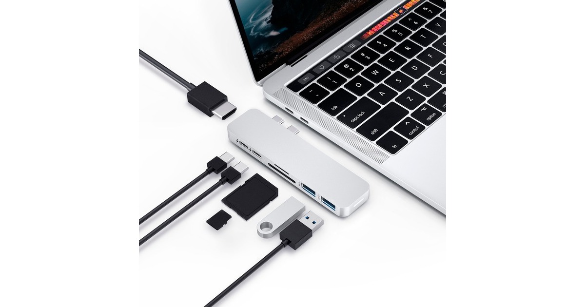 HyperHyperDrive DUO 7-in-2 USB-C Hub dockingstation  (Zilver)