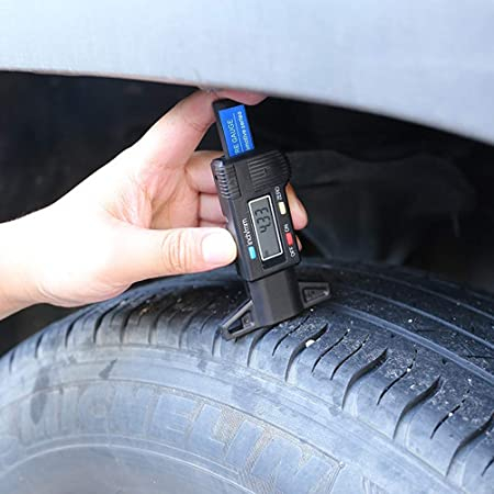 (0-25.4mm) Auto Reifenprofil Messer KFZ Tiefenmessgerät mit LCD Display (Inkl. LR44 Batterie) - Schwarz