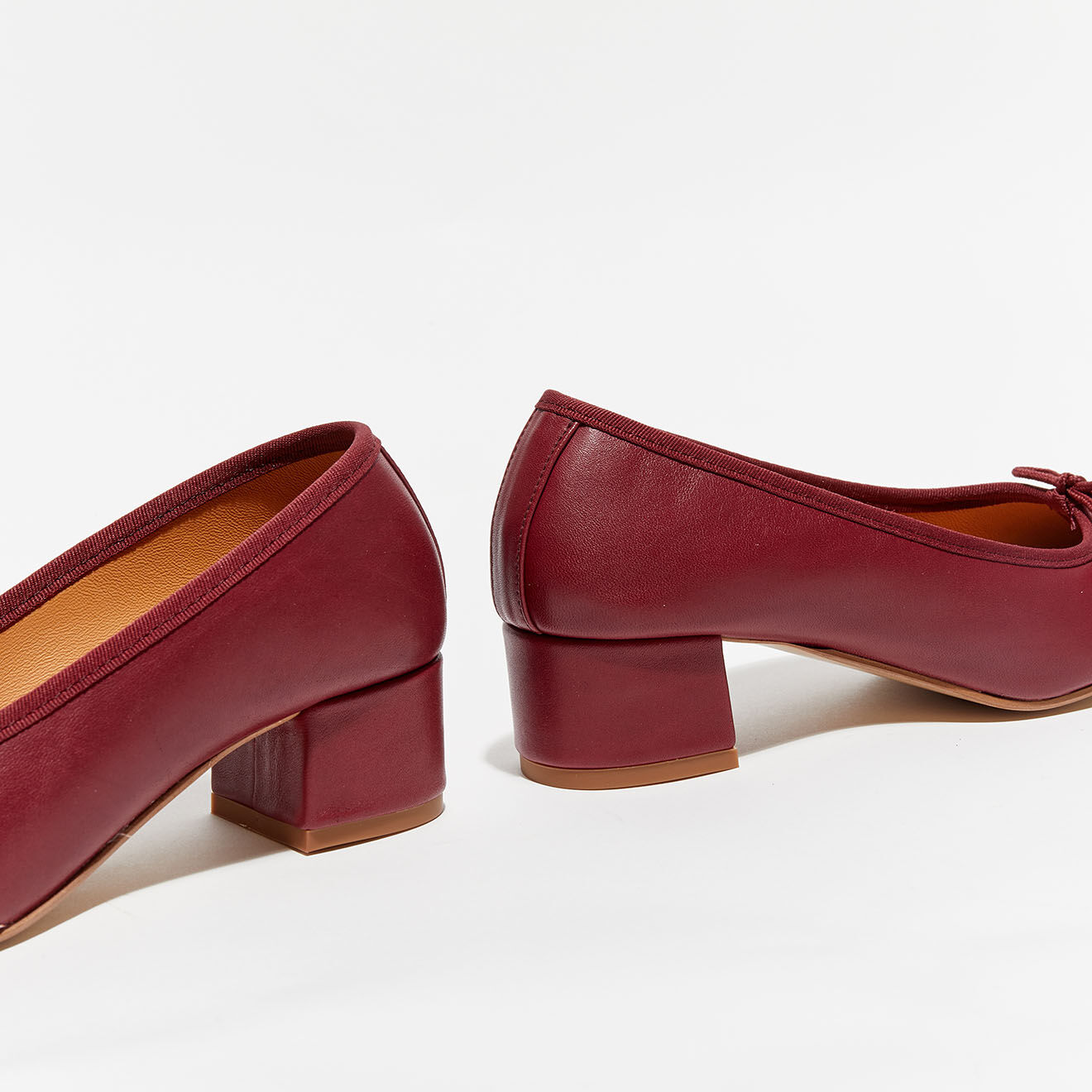 Quartier Latin Ballerines en Cuir Albane bordeaux - Talon 4 cm