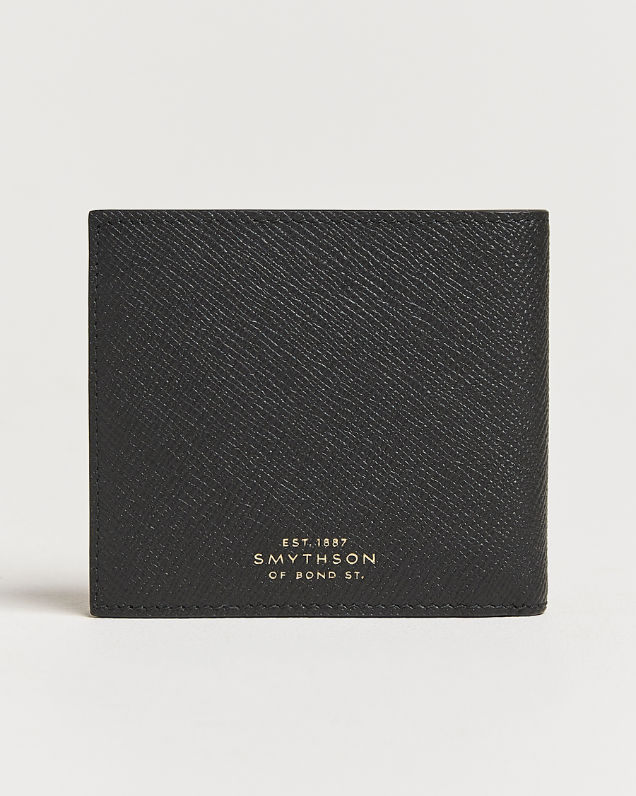 Smythson Panama 6 Card Leather Wallet Black