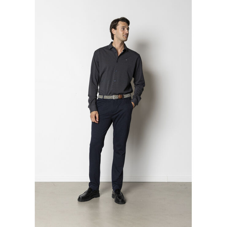 Clean Cut Copenhagen Clean formal aop stretch shirt L/S Navy/brown