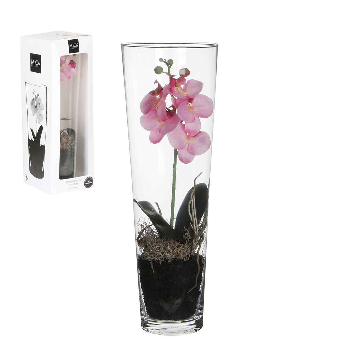 Mica decorations fleur artificielle phalaenopsis - 17x17x50 cm - pe - vert