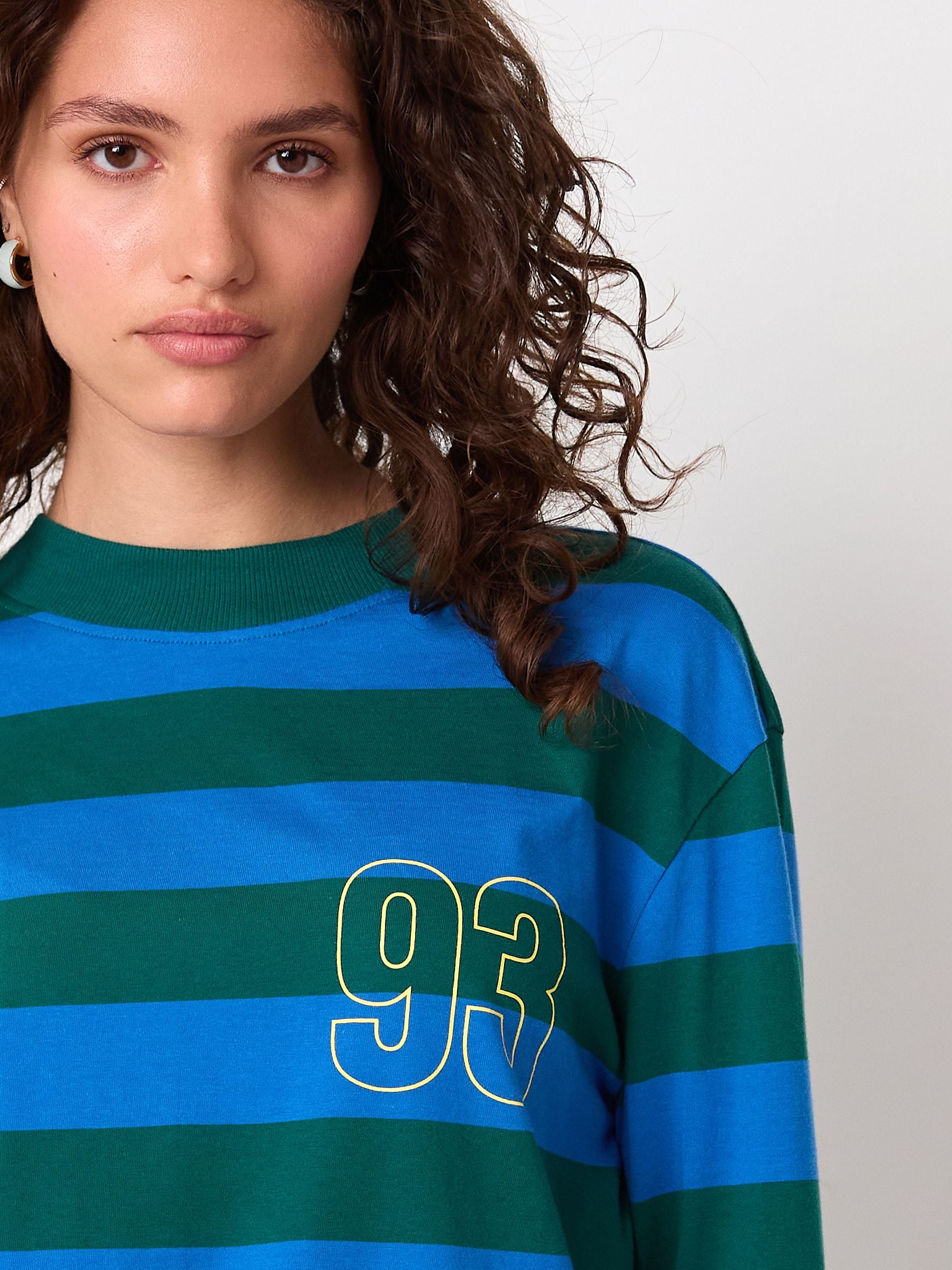 Groen/blauwe print - Gestreept T-shirt met lange mouwen en ronde hals