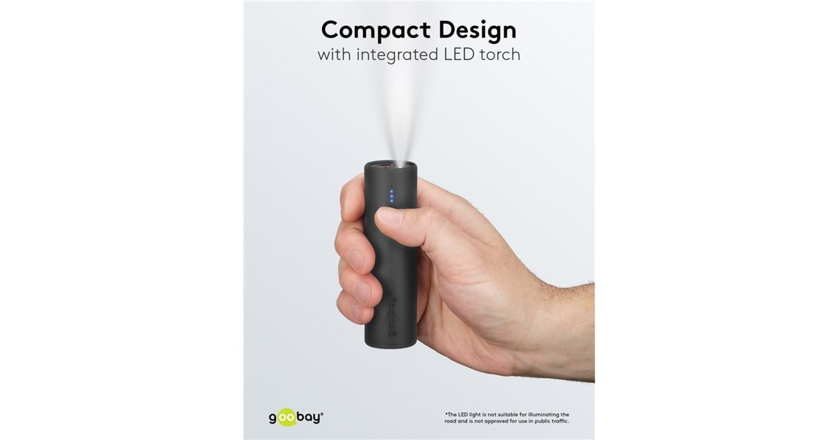 goobayBike-Powerbank 5.0  (Zwart, 5.000 mAh, Power Delivery, Quick Charge)