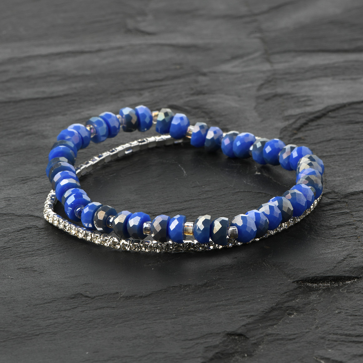 Gina Benotti 2 Damen Armbänder im Set blau / silber