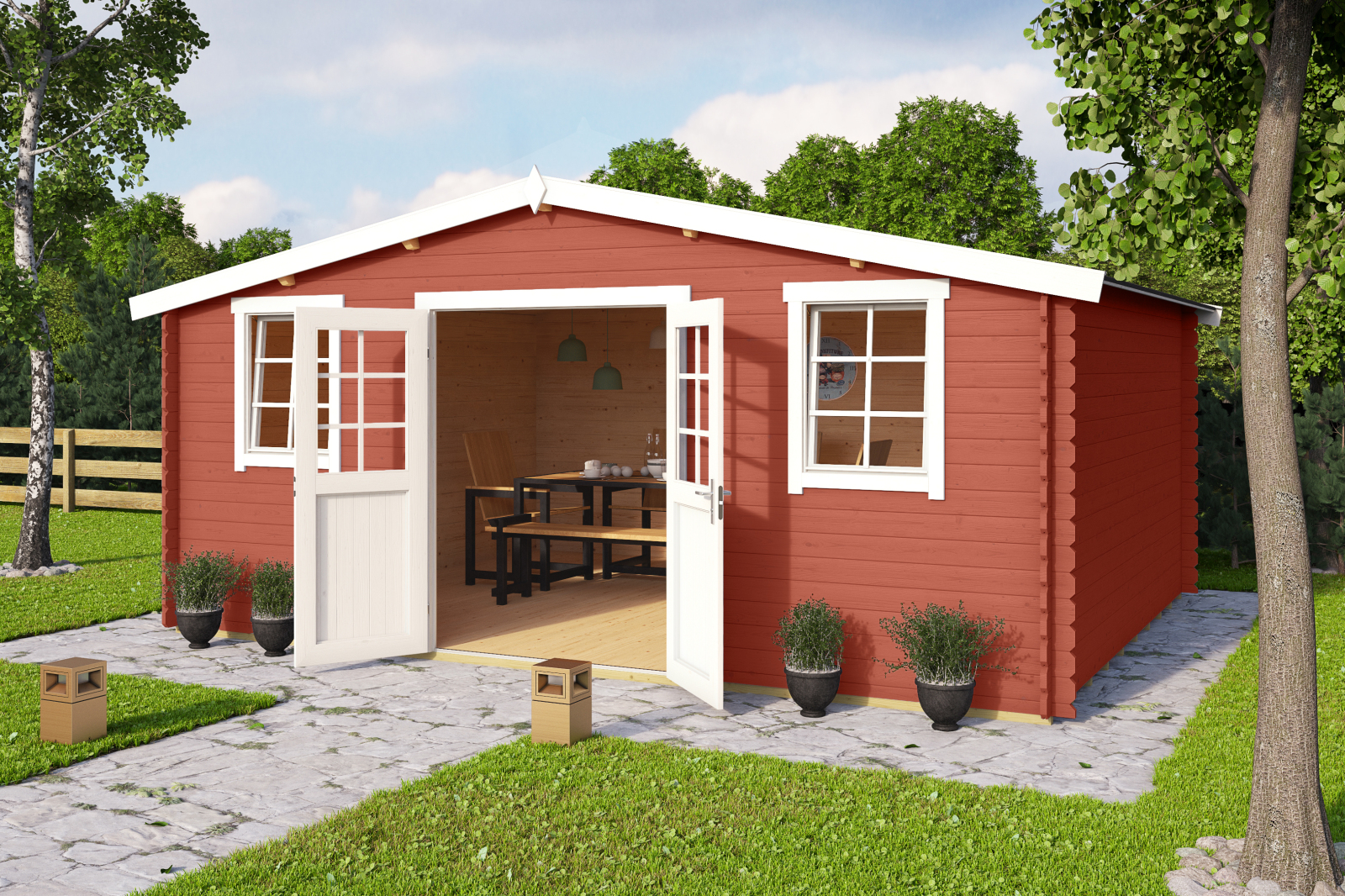 Gartenhaus WELS 5 - schwedenrot - Fichte massiv - 510x400 cm