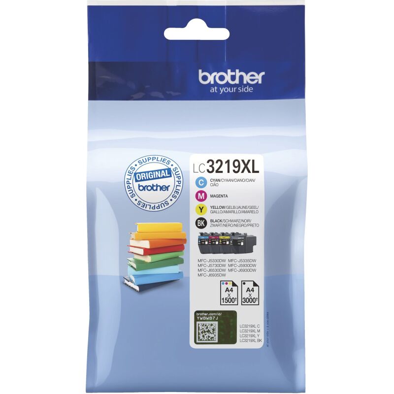 Brother LC3219XL Pack de 4 cartouches haute capacité - 1 noire + 3 couleurs pour imprimante jet d'encre