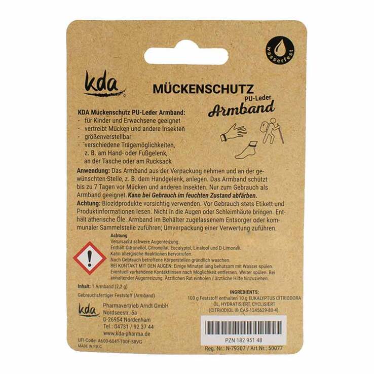 Mückenschutz Armband PU-Leder mischgrau KDA, 1 St