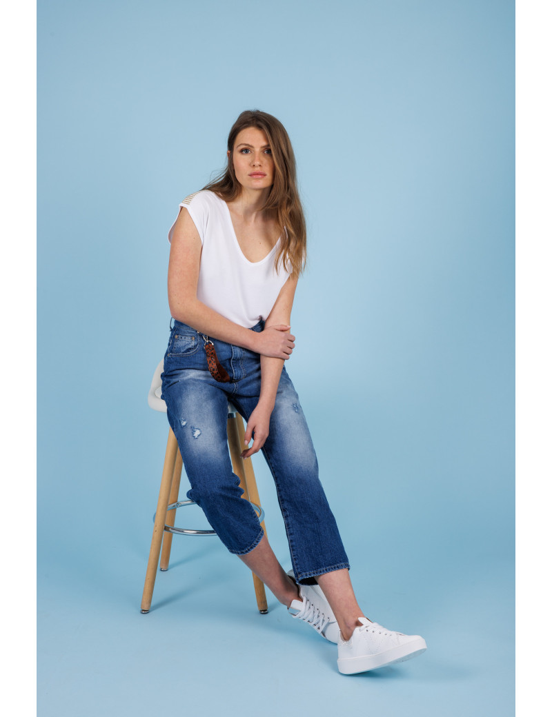 PLEASE JEAN COUPE LARGE BOYFIT BLU DENIM