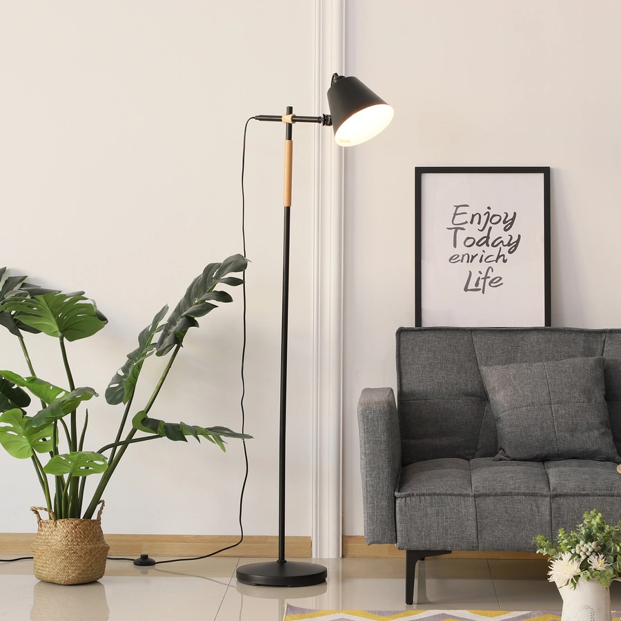 HOMCOM Stehlampe im industriellen Stil schwarz