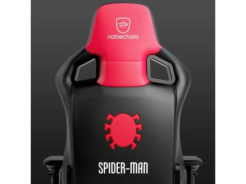 Noblechairs EPIC Spider-Man Edition - Spillestol - ergonomisk - armstøtter - T-formet - vippe - drejeled - aluminium, nylon, polyurethan, stål, polyuretan-læder, koldskum - sort, rød, rød syning