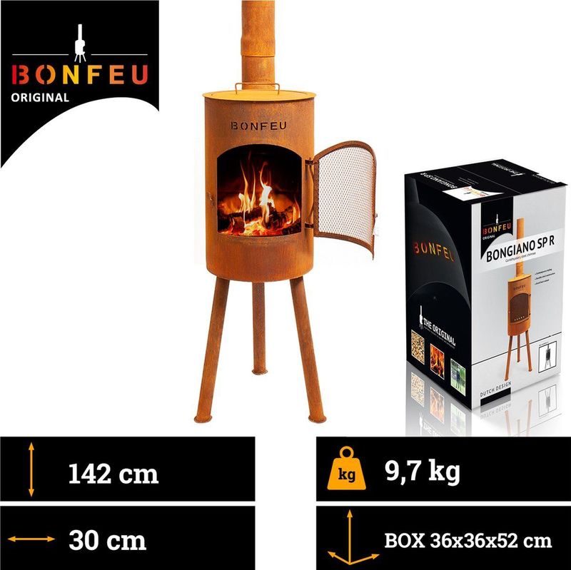 BonFeu - BonGiano SP - Tuinhaard - Roest Staal - Houtkachel met Grill