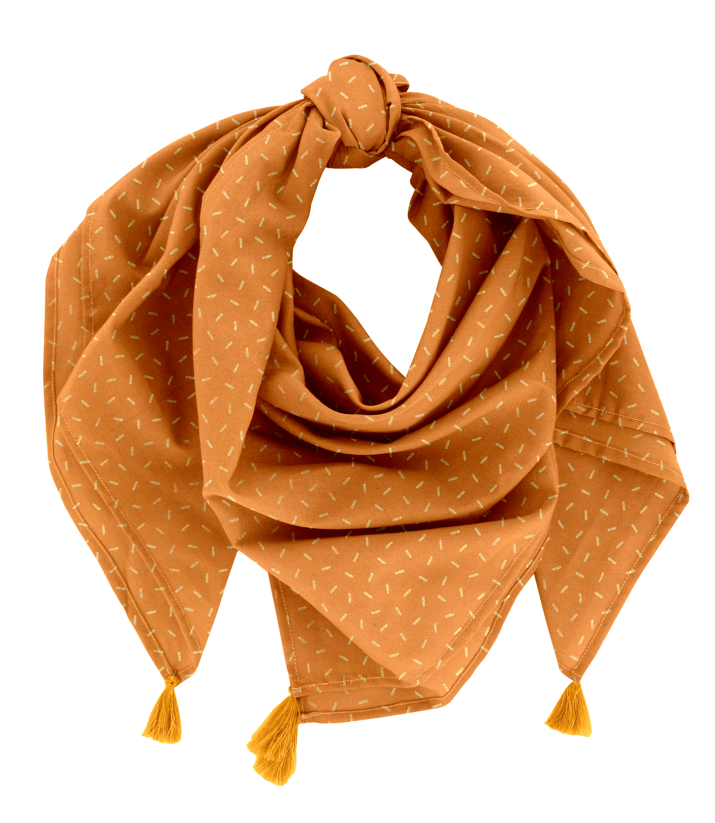 Foulard Pompon Paille Dorée Caramel
