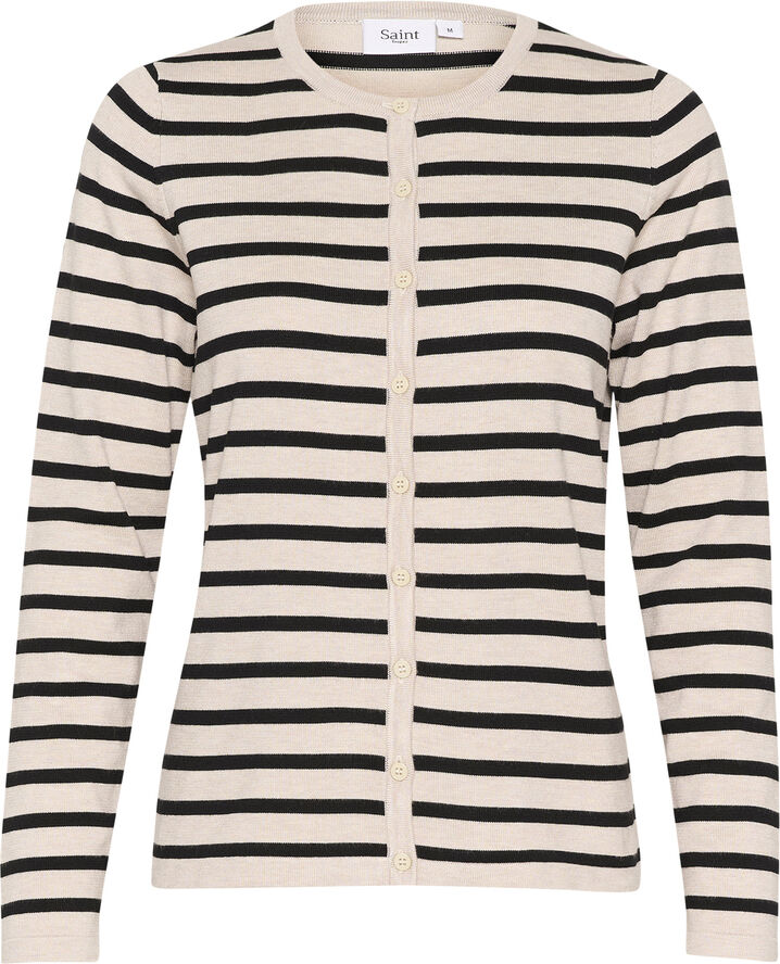 Saint Tropez MilaSZ Striped Cardigan Gray morn mila stripe