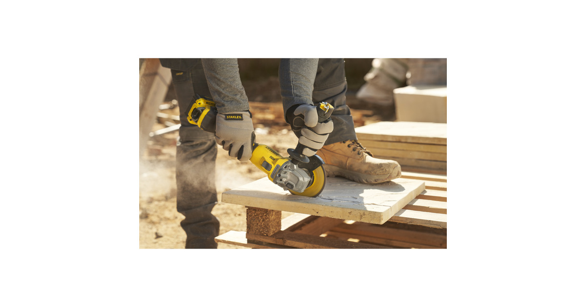 StanleyFATMAX V20 18V Haakse slijper 125mm  (Zwart/geel, Accu en oplader inbegrepen, met koffer)
