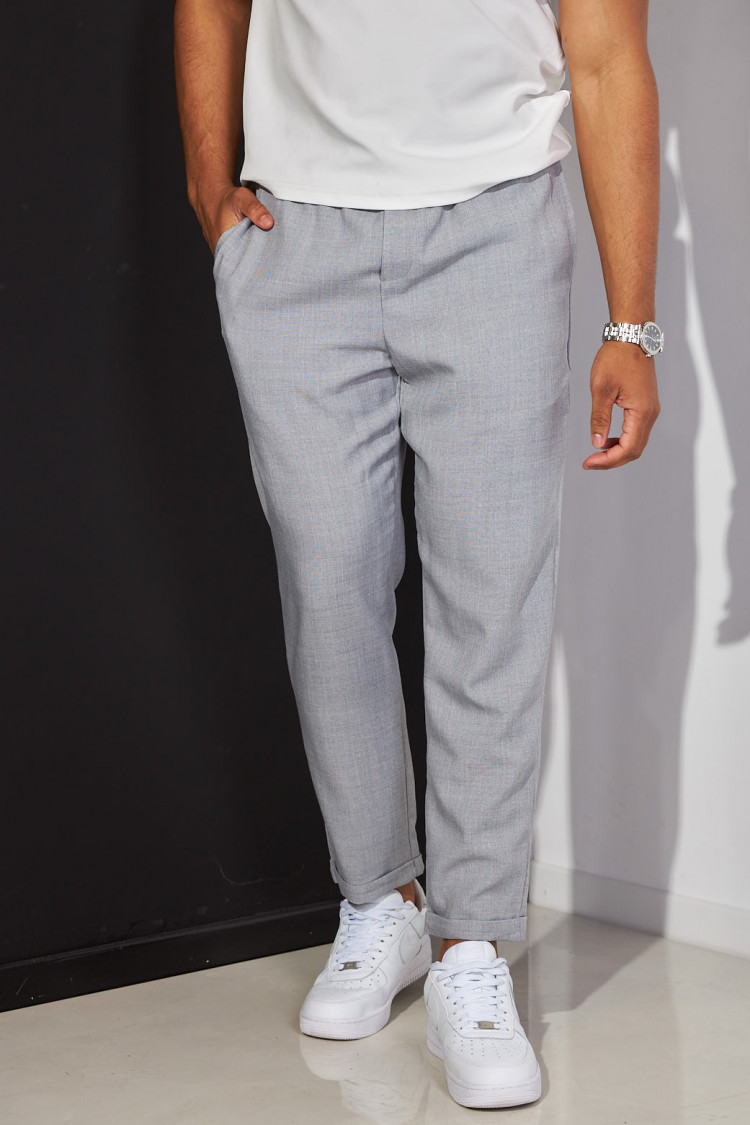 Pantalon effet lin gris