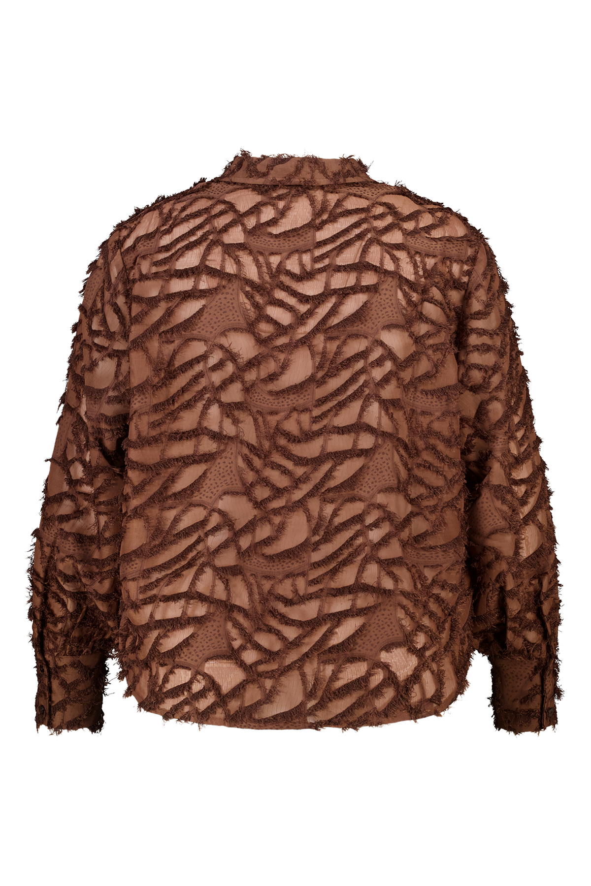 Fluffy blouse met opdruk Donker bruin