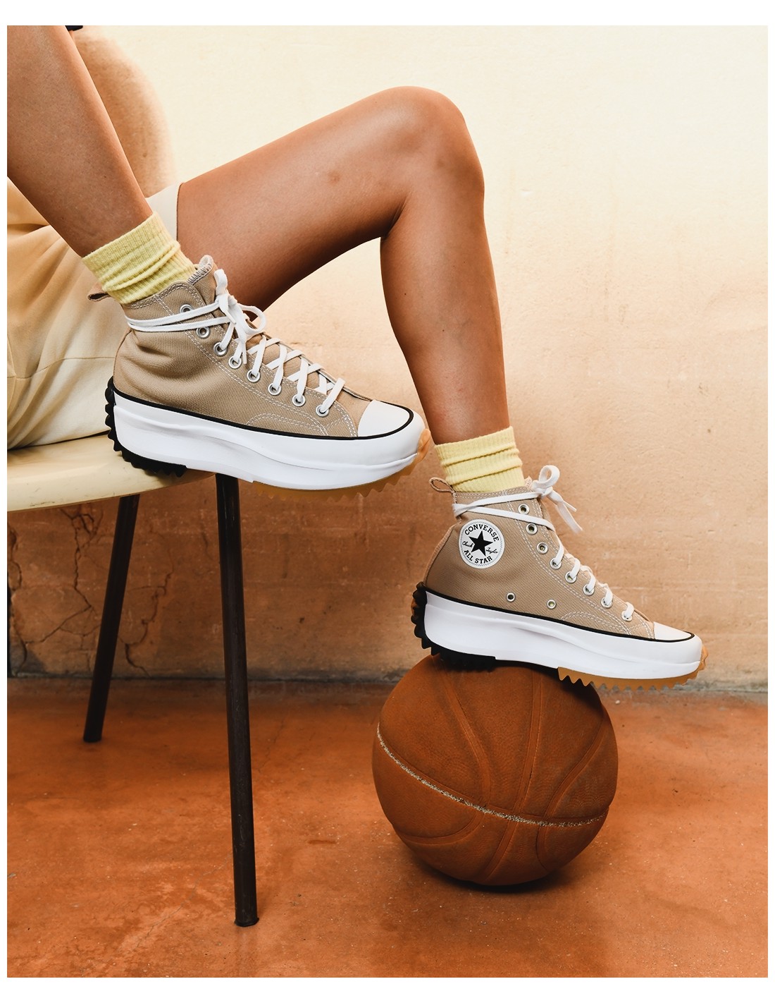 converse Sneakers femme run star hike hi hemp/black/white