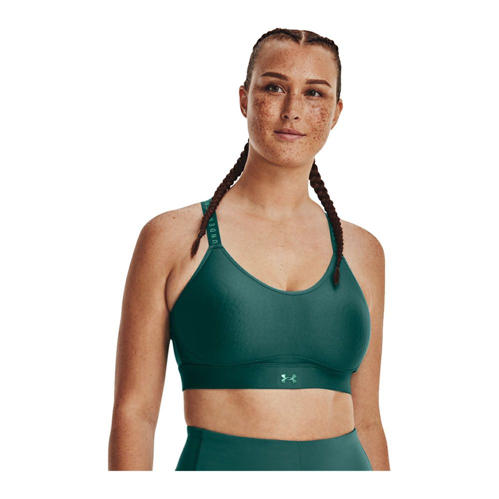 Under Armour UA INFINITY LOW COVERED - Brassière Femme coastal teal/birdie green